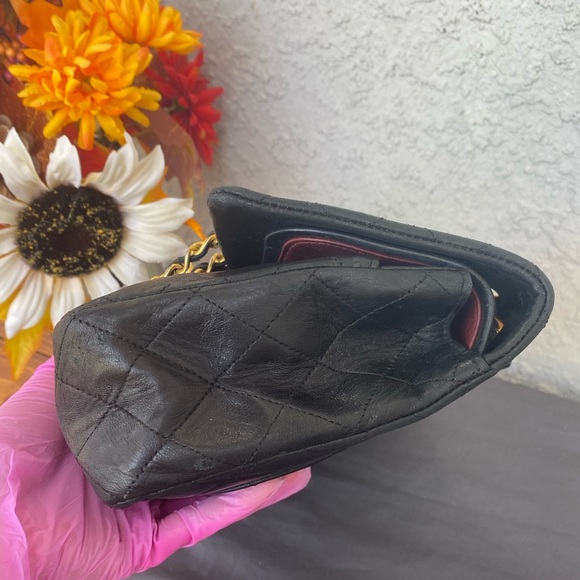 🎉❤️VINTAGE LOVER♥️🎉CHANEL 10” DOUBLE FLAP BAG LAMB GOLD HARDWEARS ❤️ - Picture 11 of 17